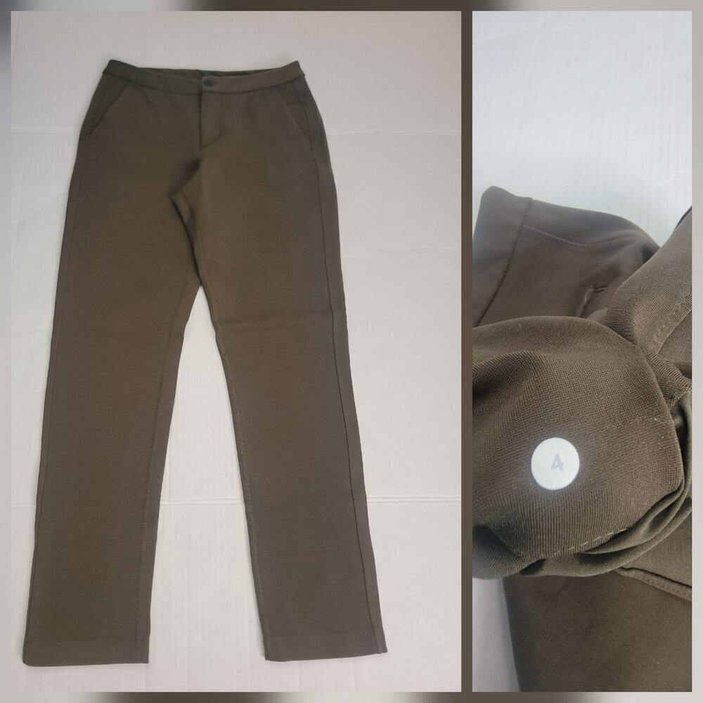 Lululemon Sz 4 City Trek Trouser Pants Mid Rise Green Reflective Hem